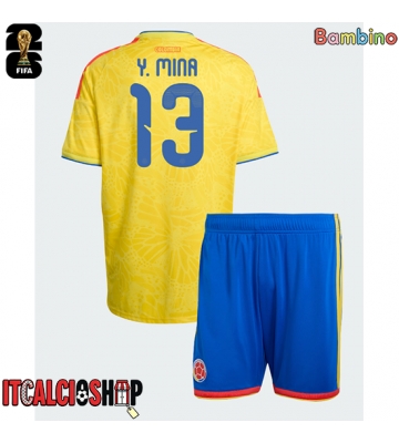 Colombia Yerry Mina #13 Prima Maglia Bambino Mondiali 2026 Manica Corta (+ Pantaloni corti)